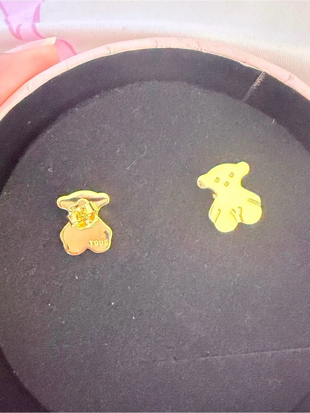 TOUS Gold Bear Motif Stud Earrings